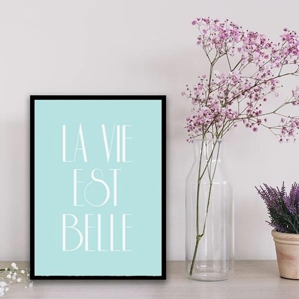 Quadro La Vie Est Belle 33X24Cm Vidro Preta