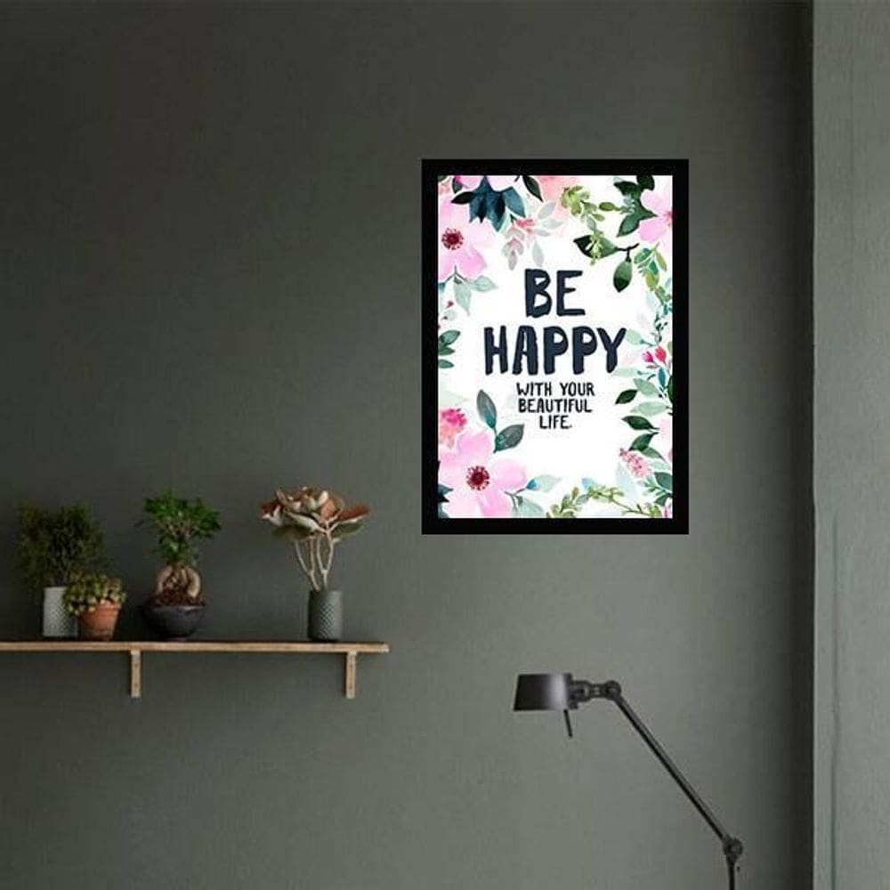 Quadro Be Happy 24X18Cm - Com Vidro
