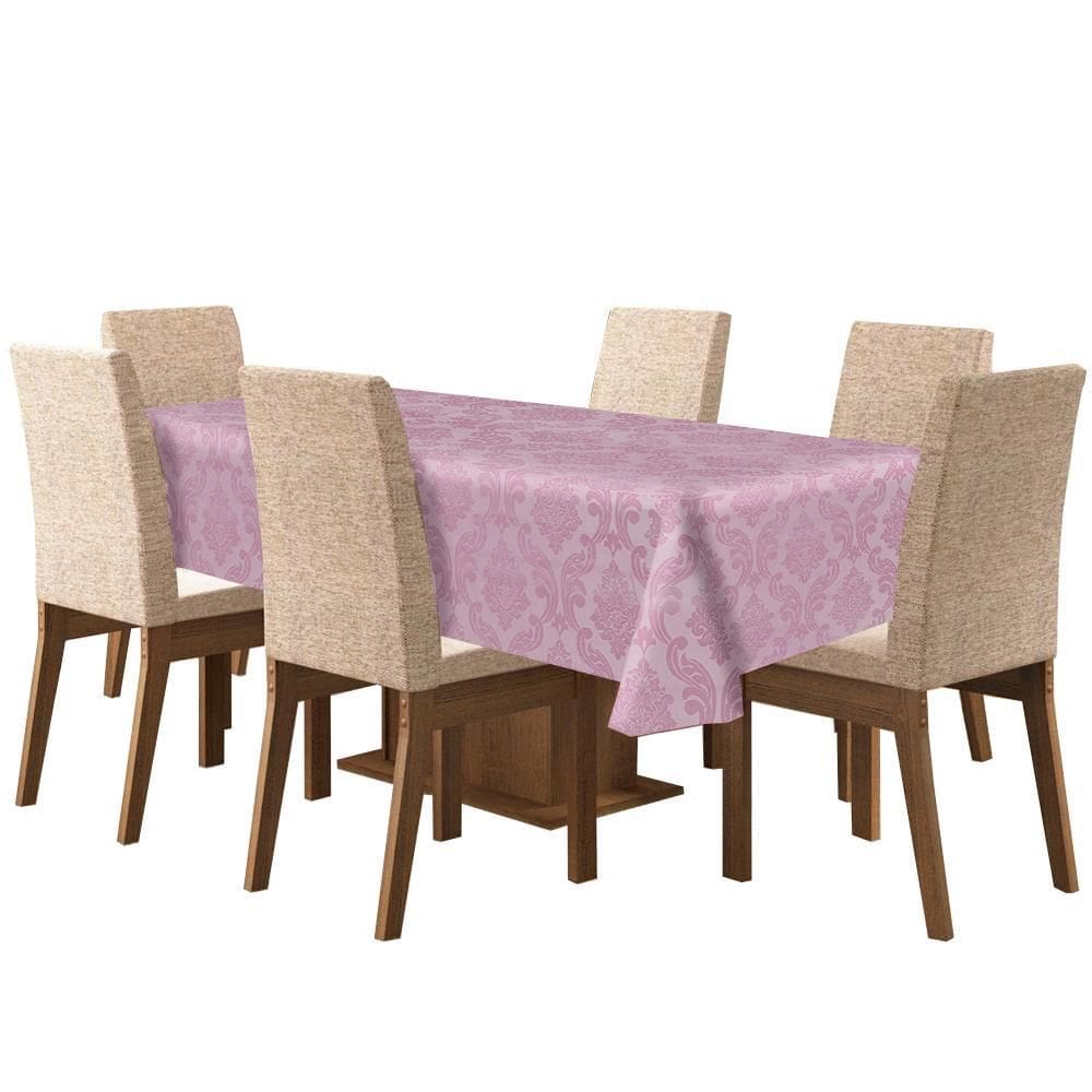 Toalha De Mesa De 4 Lugares Tecido Jacquard - Rosa