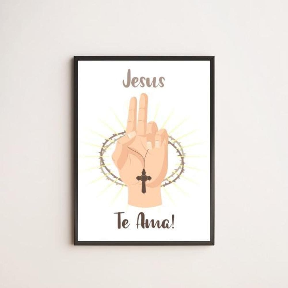 Quadro Decorativo Jesus Te Ama 33X24Cm - Com Vidro
