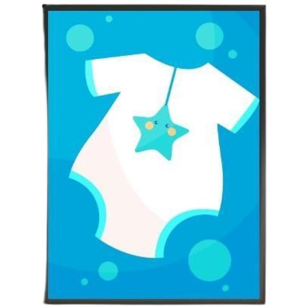 Quadro Decorativo Barquinho Body Bebê Azul Com Vidro 24X18Cm