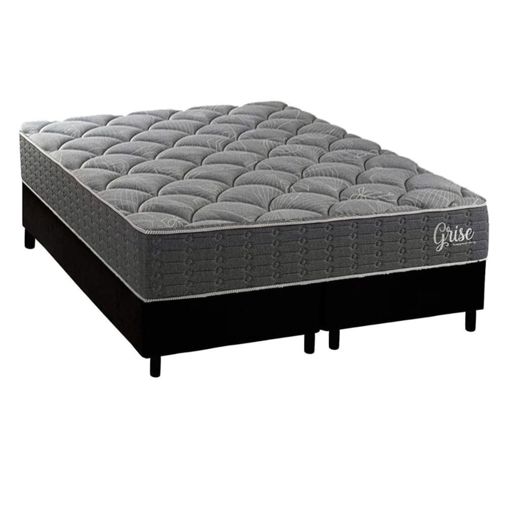 Cama Box NOVO + Colchão Espuma Kappesberg D40 Anatômico Grise + Base CRC Corano Black