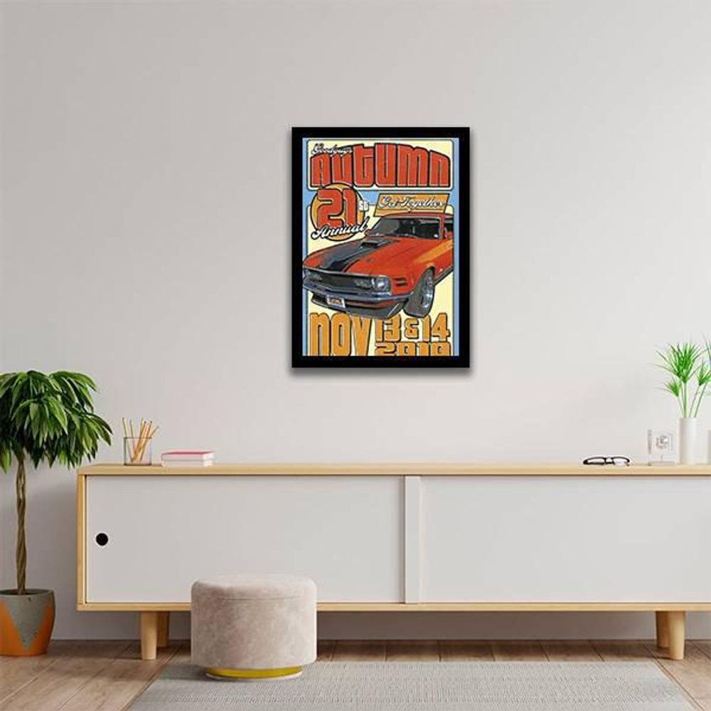 Quadro Decorativo Carro de Corrida Vintage Vermelho