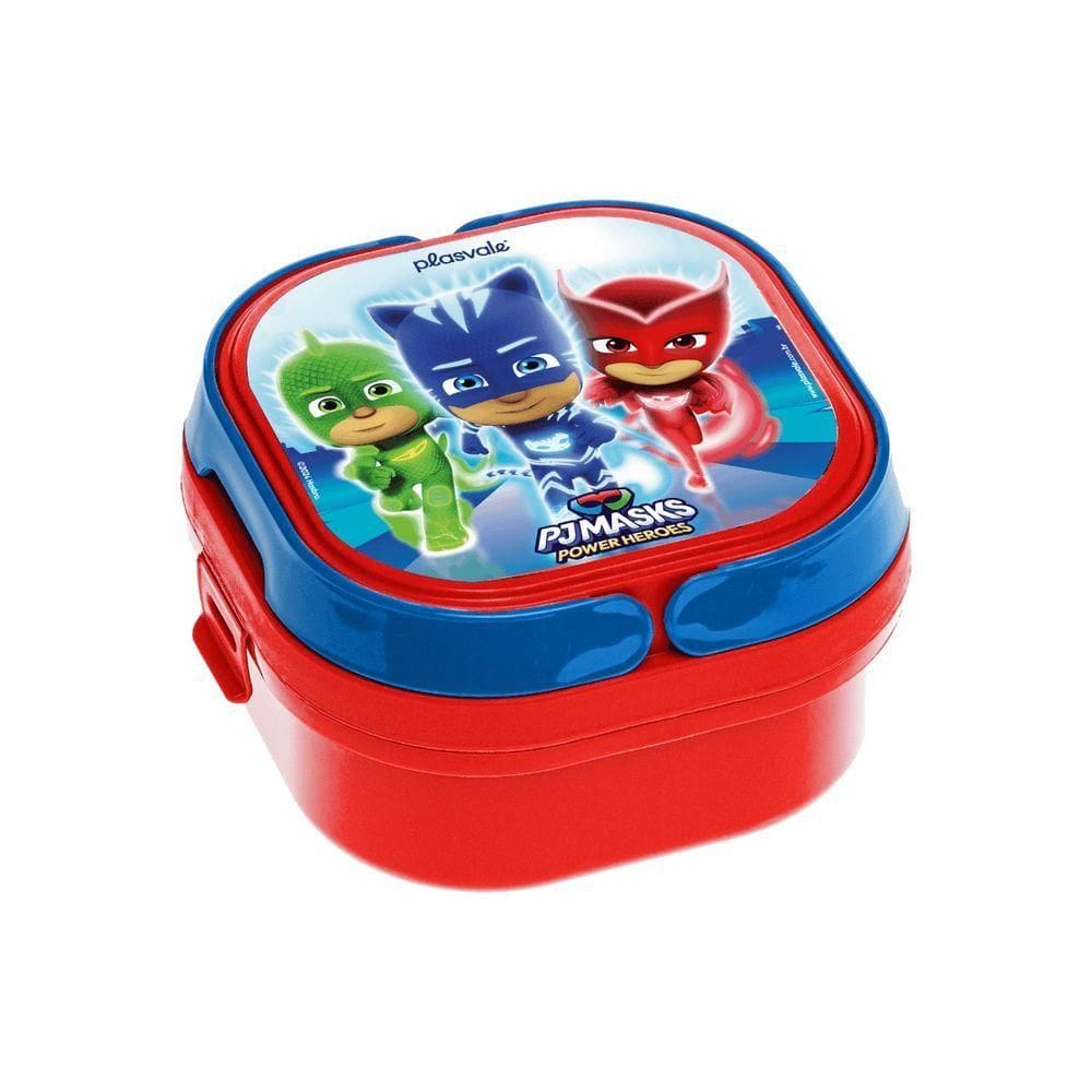 Marmita Com 2 Compartimentos, Trava E Alças 660ml Pj Masks Decorado Pj Masks