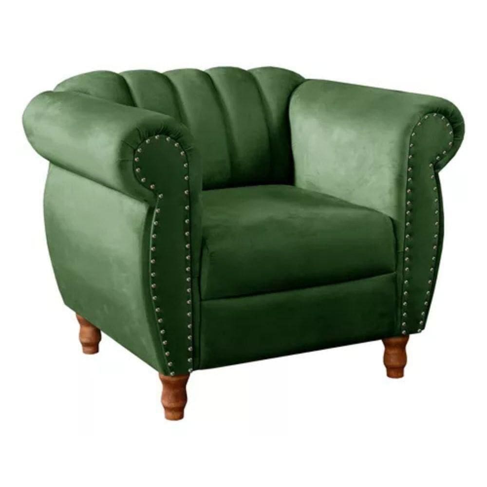 Poltrona Chesterfield Realeza Vintage Retrô Veludo Verde