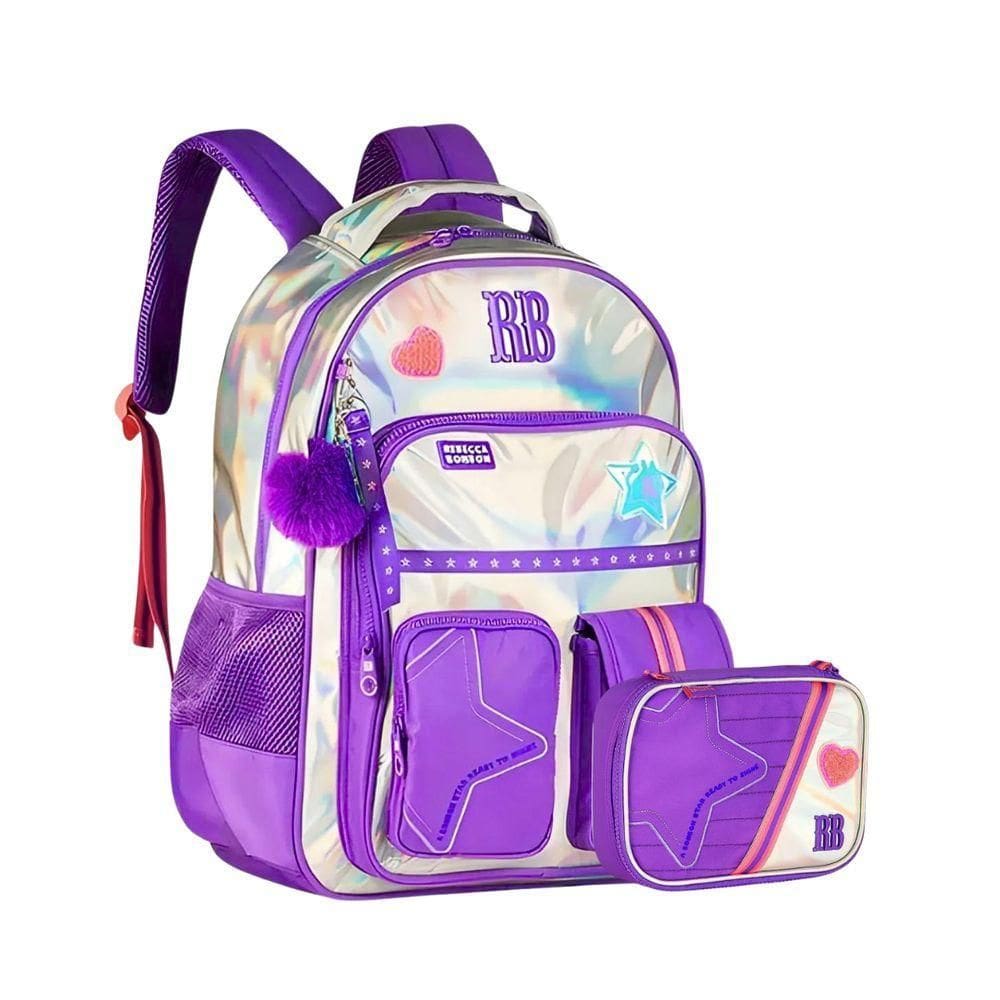 Kit Mochila De Costas E Estojo Roxo 17,5 Rb27020