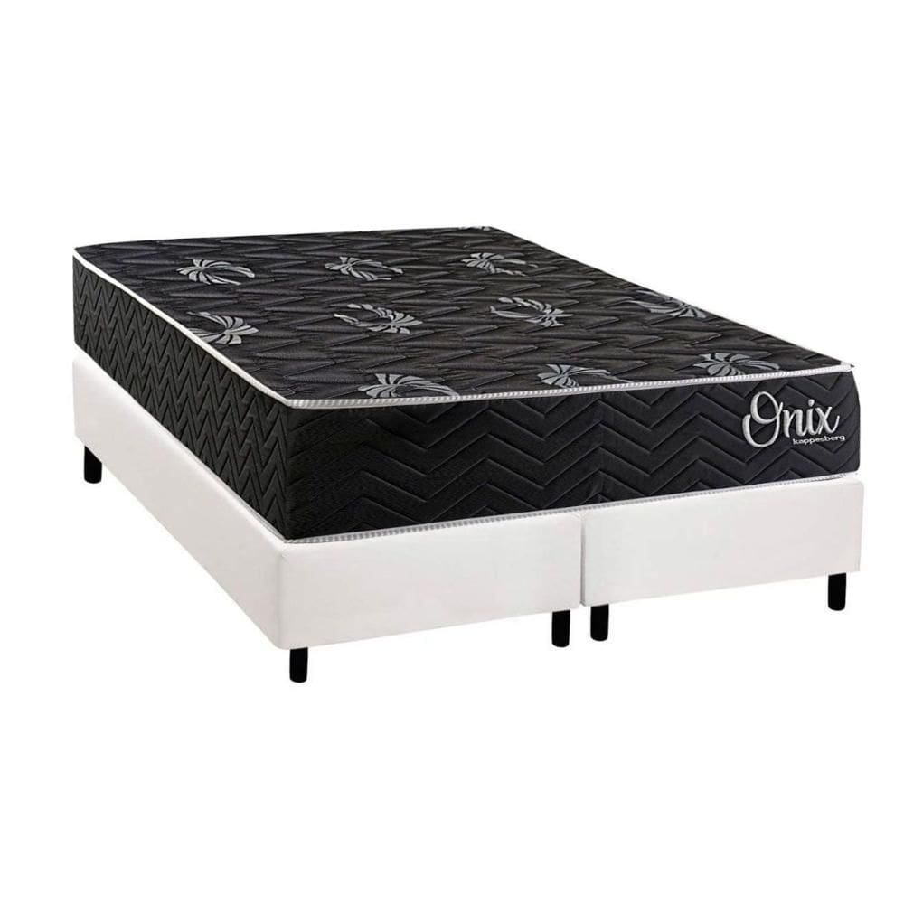 Cama Box NOVO + Colchão Anatômico Kappesberg D28 Onix + Base CRC Corano White