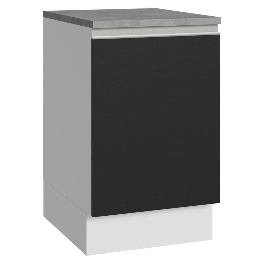 Balcão de Cozinha 50cm 1 Porta Branco/Preto Glamy Madesa