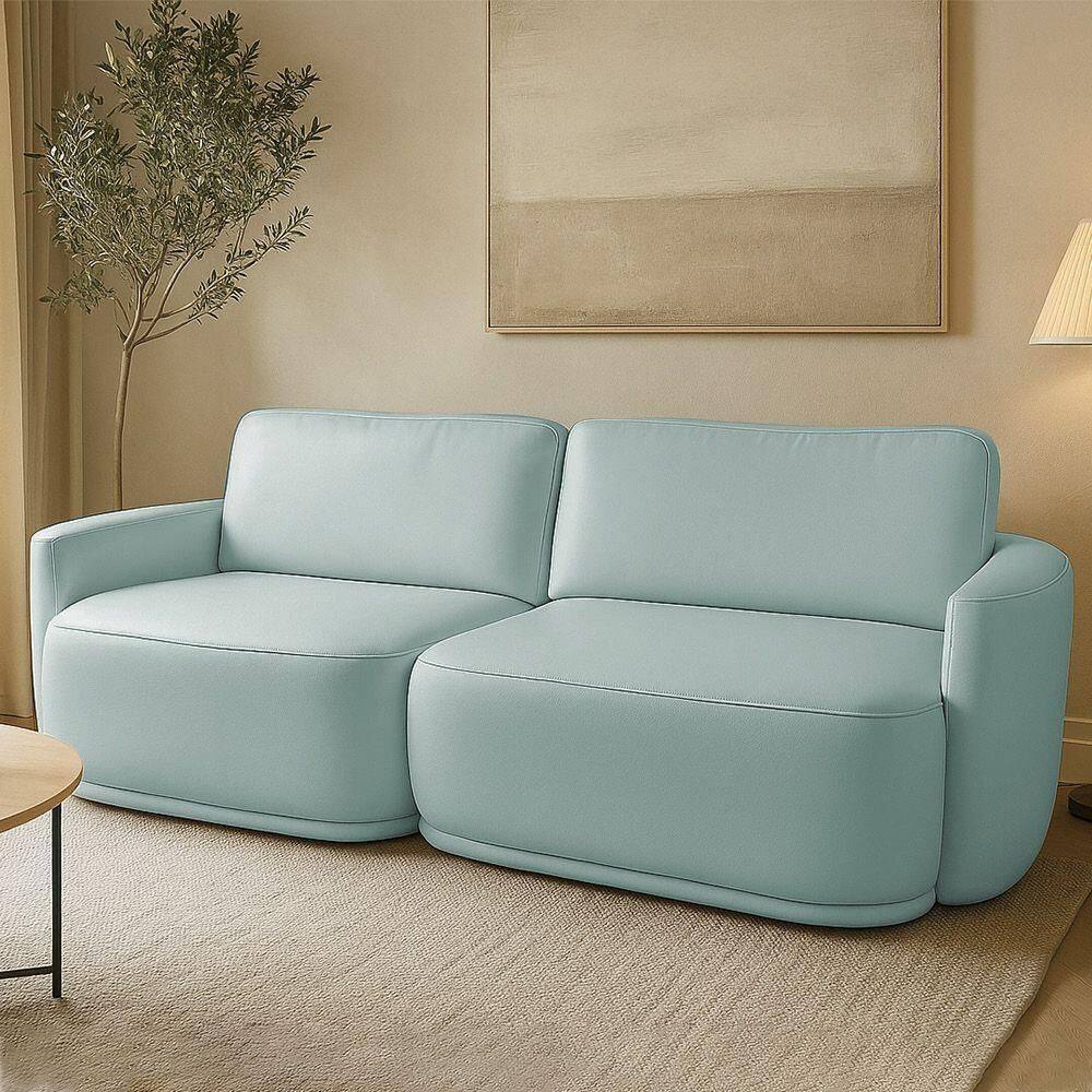 Sofá 2 Lugares Orgânico 214cm Modulado Para Sala Brumma Bouclê K01 - D`rossi Cor Azul