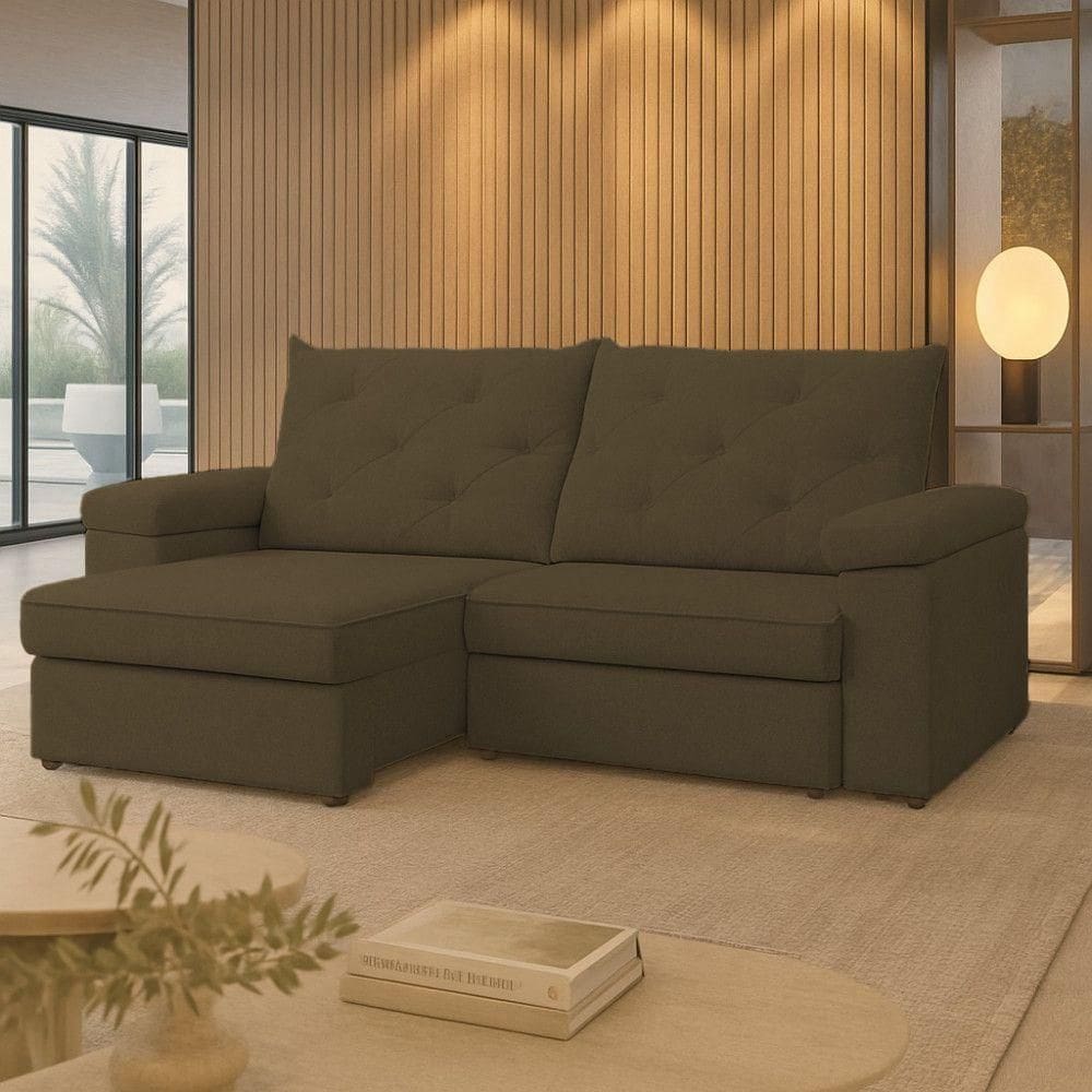 Sofá Para Sala Reclinável Estofado Miami 210cm Linho
