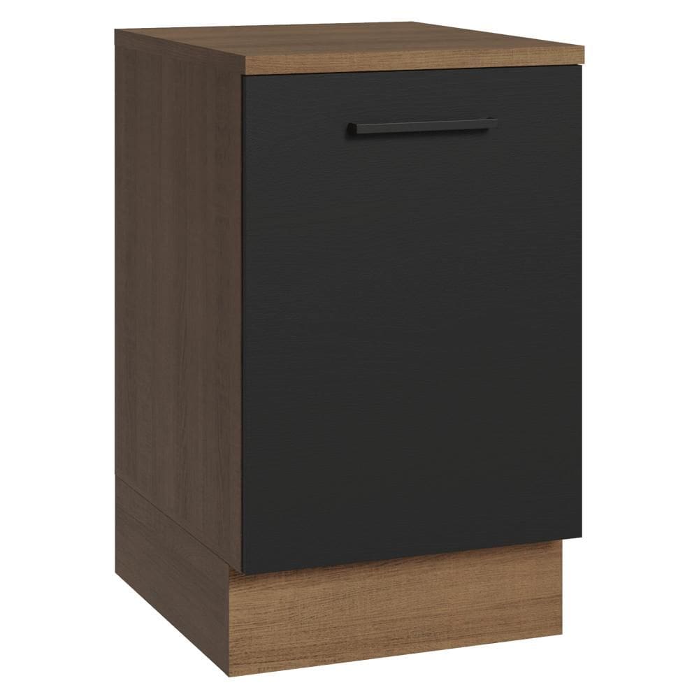 Balcão de Cozinha 50cm 1 Porta Rustic/Preto Agata Madesa