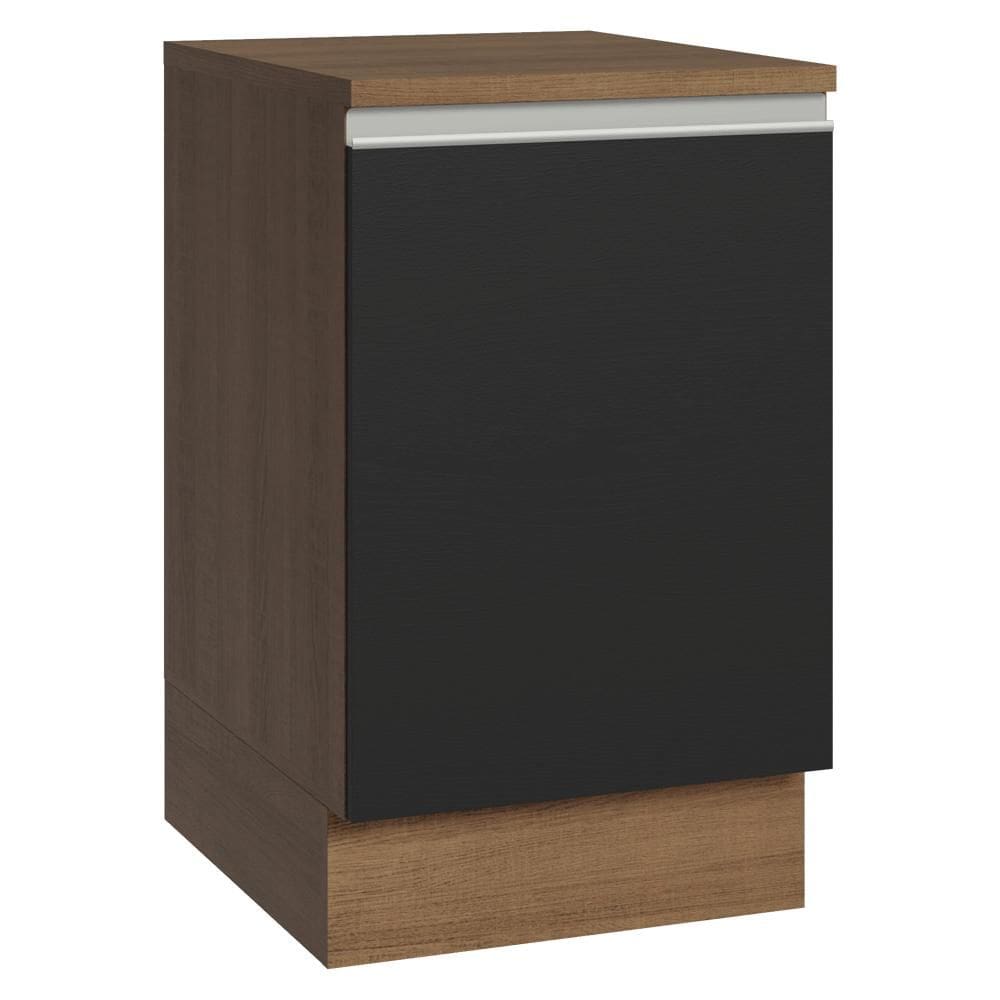 Balcão de Cozinha 50cm 1 Porta Rustic/Preto Glamy Madesa