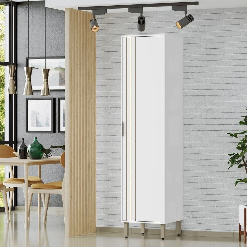 Armário Paneleiro De Cozinha Usinado 6 Prateleiras - Glória Branco Neve