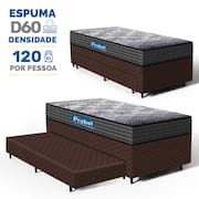 Cama Box com Colchão de Espuma D60 Double Face Guarda Costas Comfort Force Probel + Auxiliar de Espuma Unique Solteiro 88cm