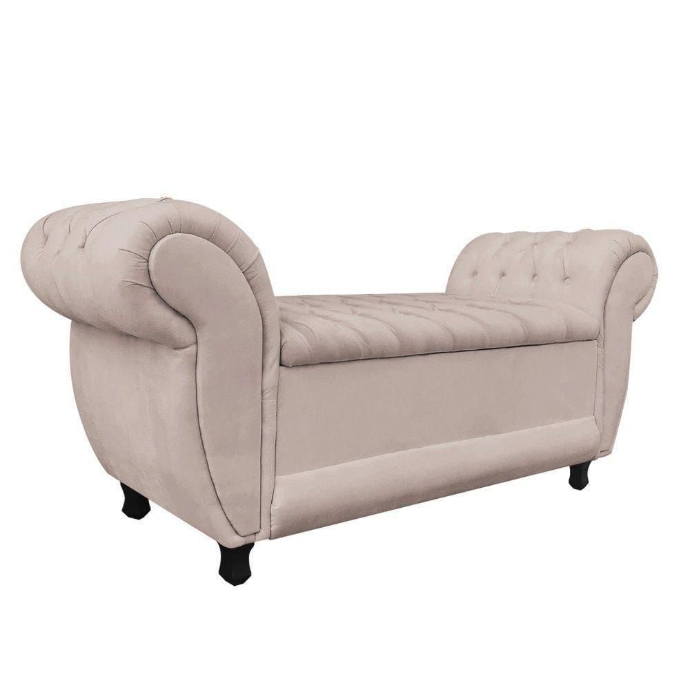 Recamier Baú Londres 120cm Suede M11 - D`rossi Bege