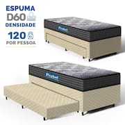 Cama Box com Colchão de Espuma D60 Double Face Guarda Costas Comfort Force Probel + Auxiliar de Espuma Unique Solteiro 88cm
