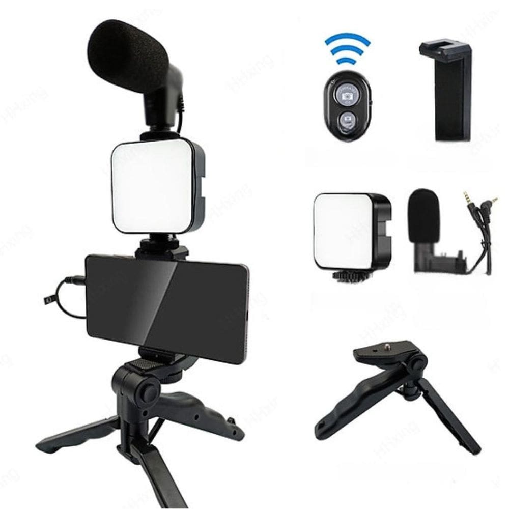 Video Making Tripé Microfone Led Flash