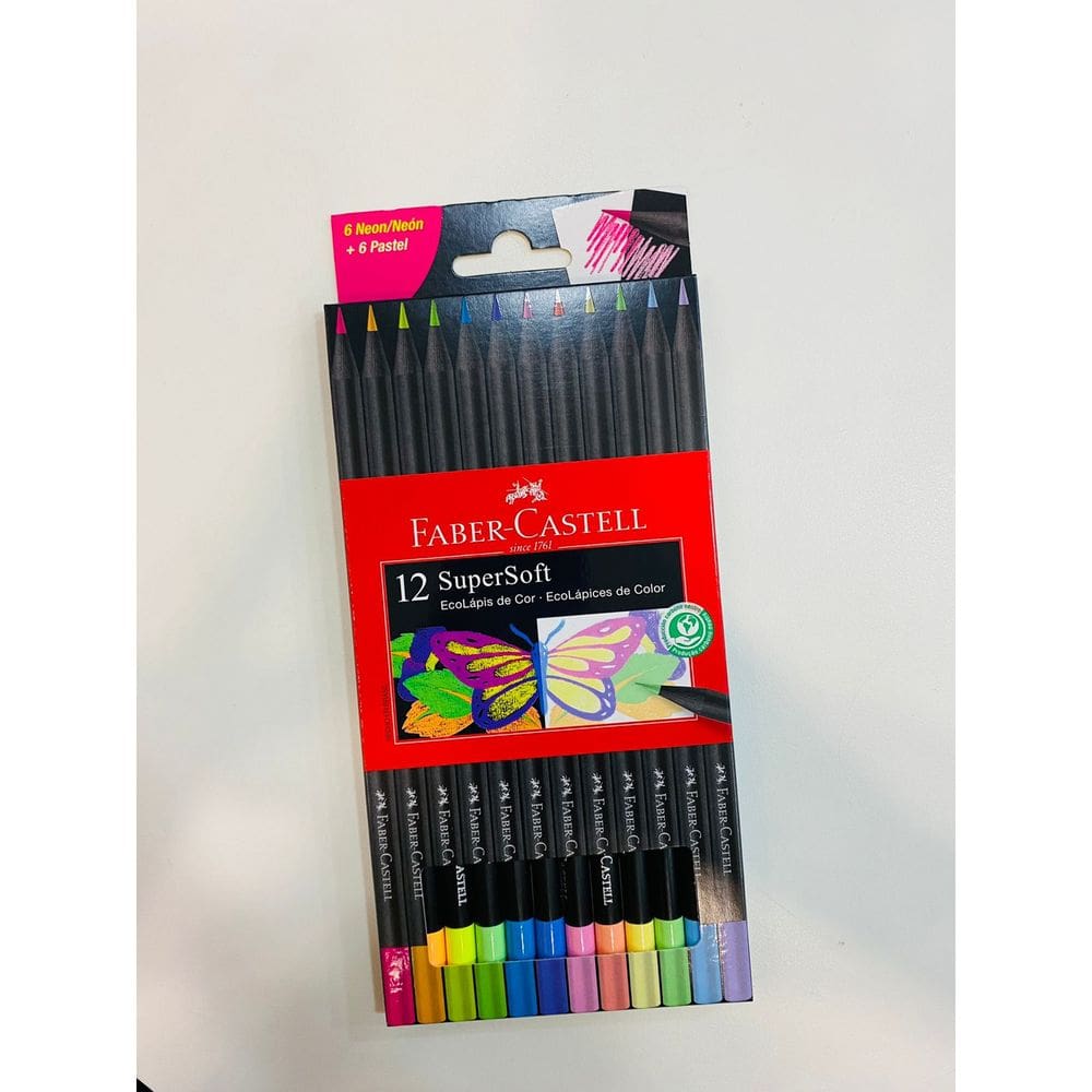 Lapis de Cor EcoLapis SuperSoft 6 Neon 6 Tons Pasteis Faber Castell