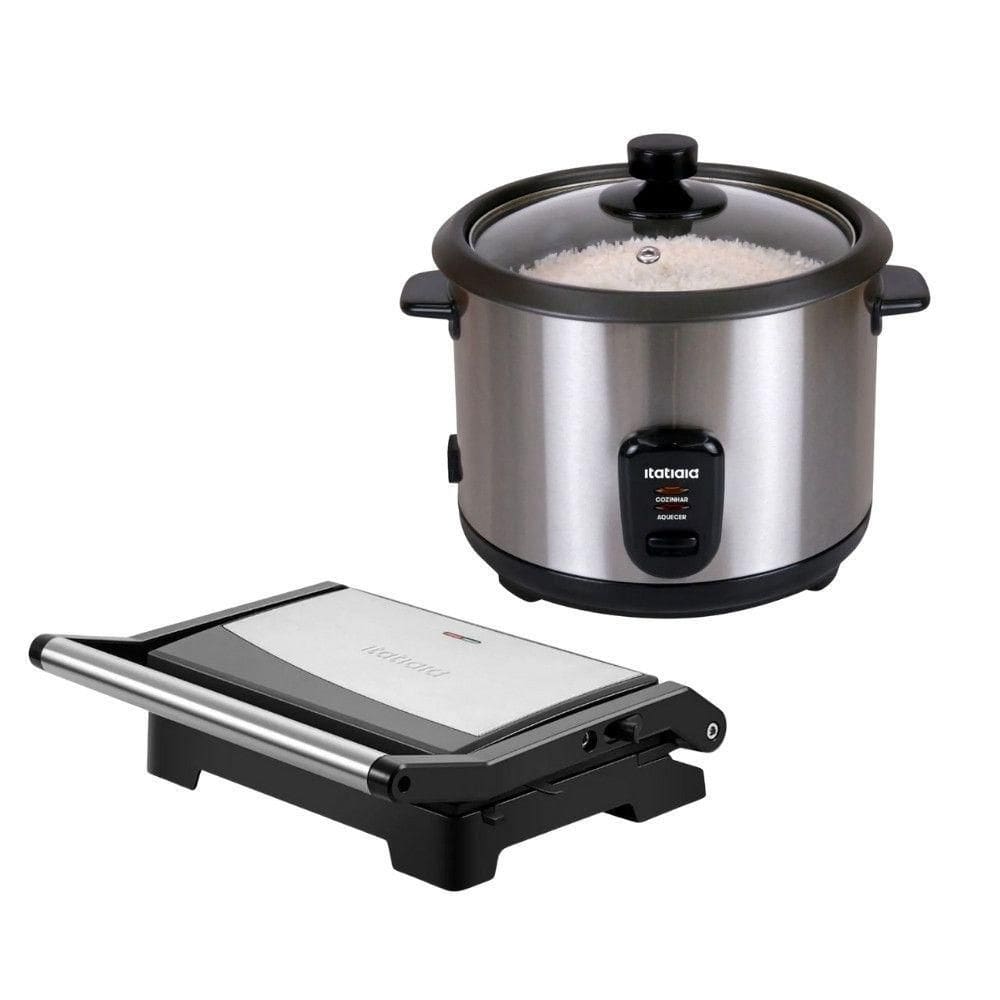 Kit Itatiaia Panela De Arroz 1,5 L Midi E Grill Essencial Preto/inox 220 V