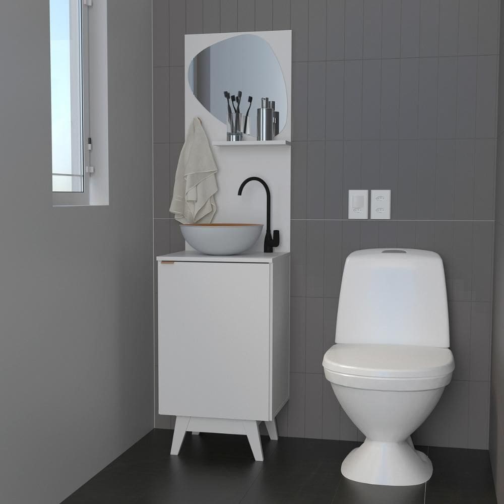 Gabinete de Banheiro com Espelho 45cm 1 Porta Flex Retrô Multimóveis CR10155