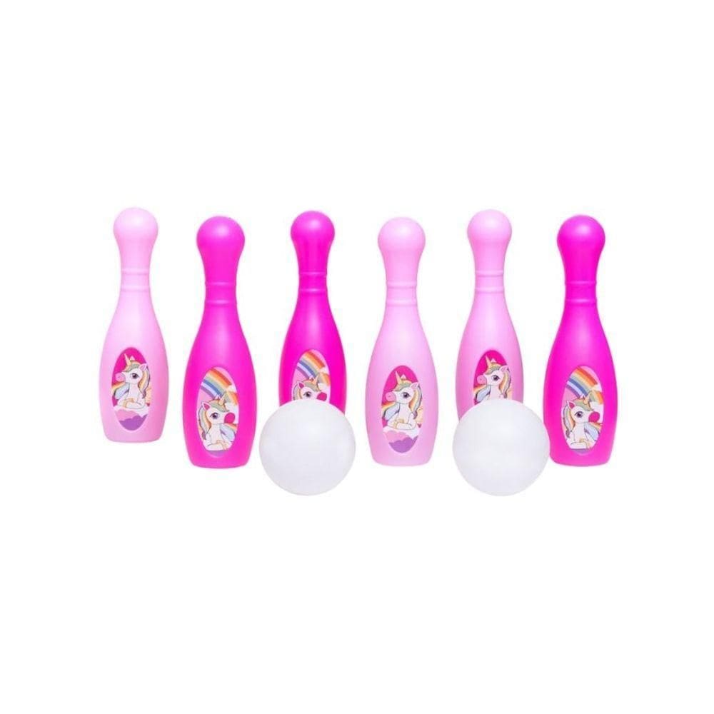 Jogo Boliche Unicórnio 6 Pinos 2 Bolas Brinquedo Infantil