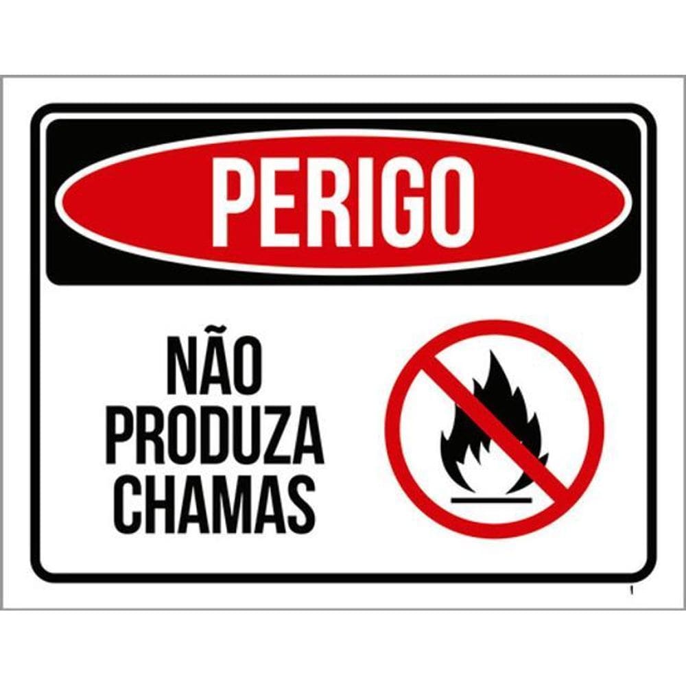 Kit 3 Placas Sinalização - Perigo Não Produza Chamas