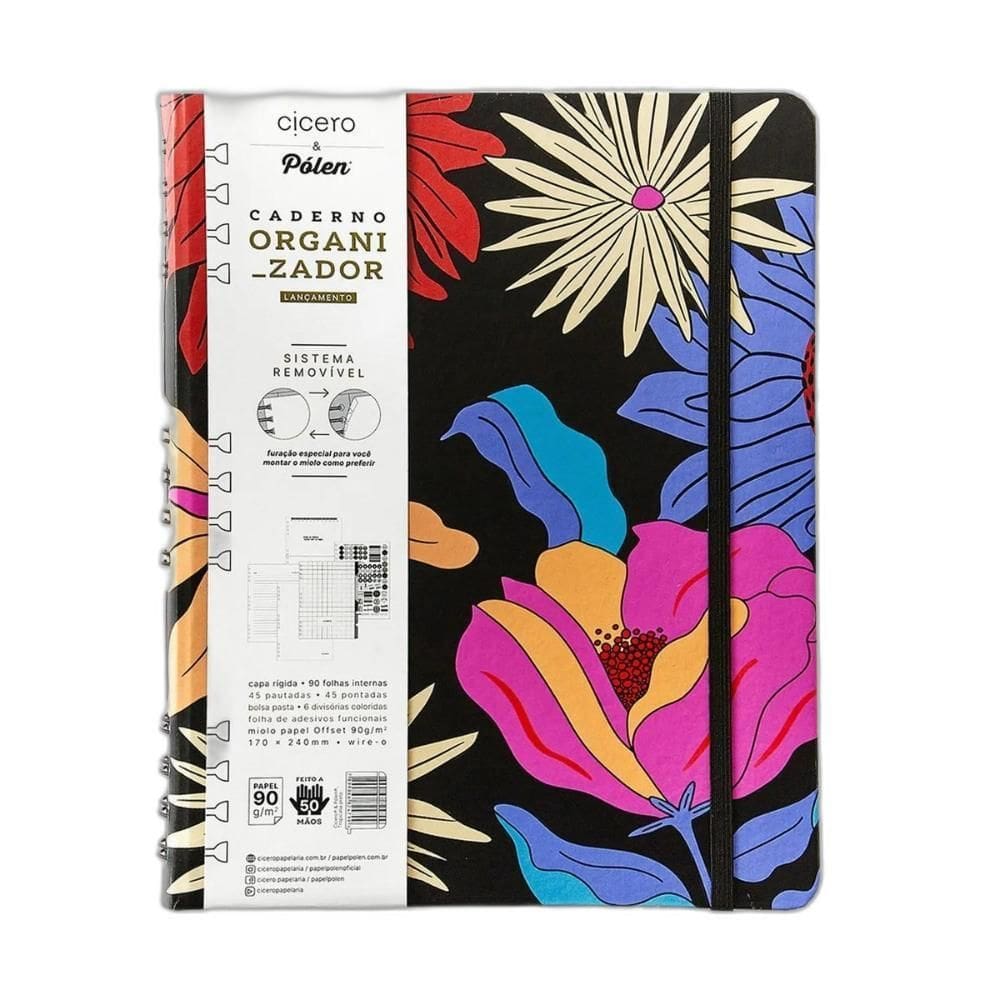 Caderno Organizador Cícero Duo Pólen 17X24 Tropicália Preto