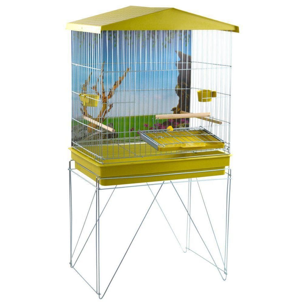 Viveiro Para Pássaros Dobrável Médio Duplex Amarelo