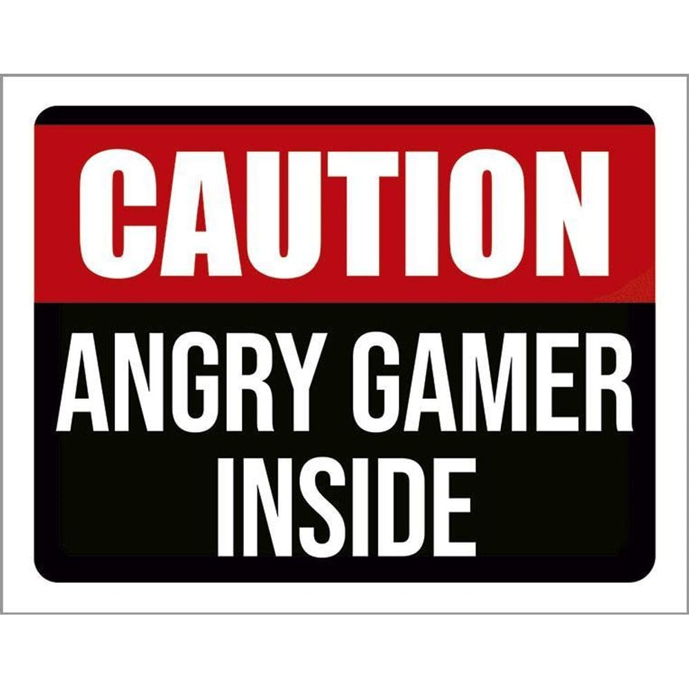 Placa Decorativa - Caution Angry Gamer Inside 36X46