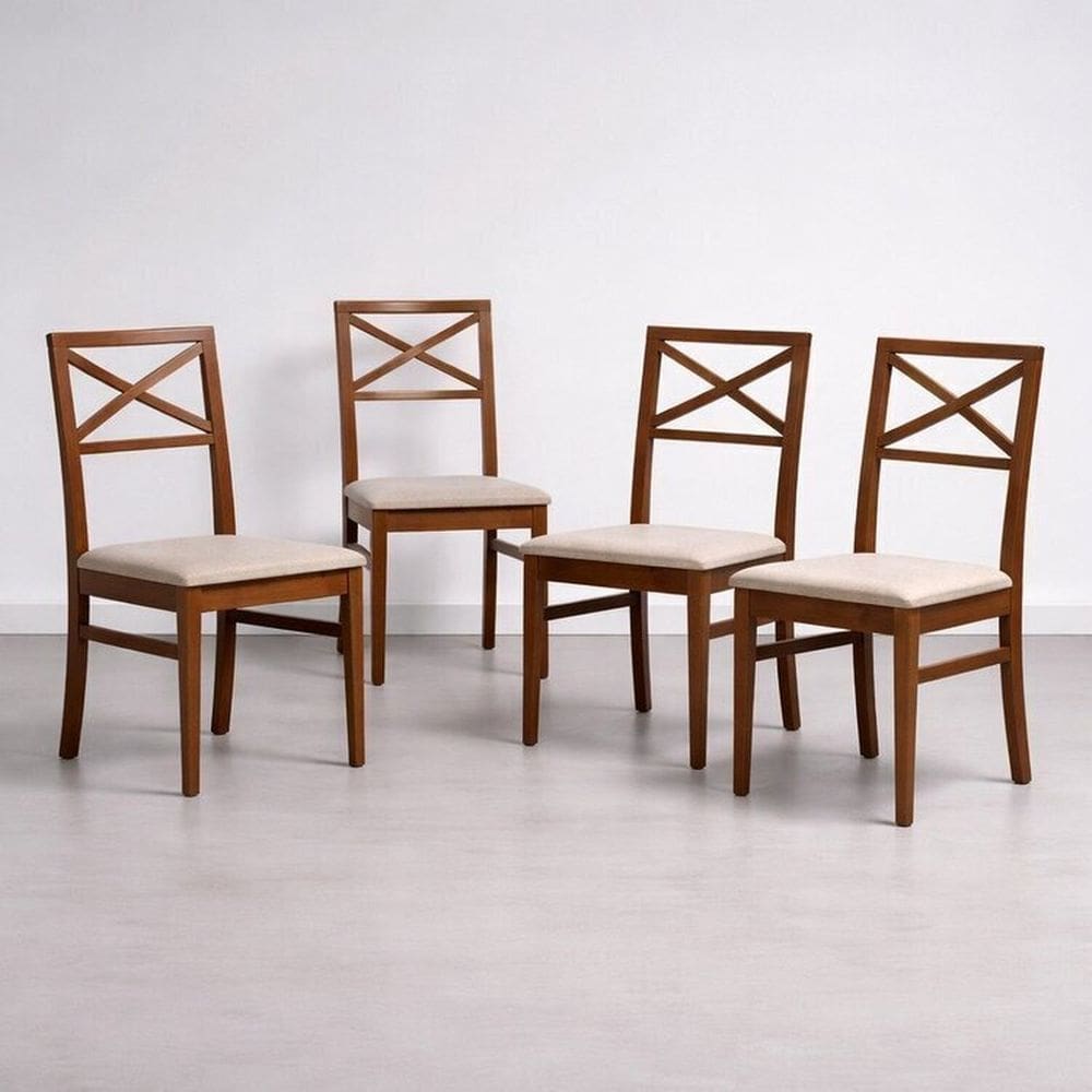 Kit 4 Cadeira Estofada Primavera Cabecasa Madeiraoriginals Marrom
