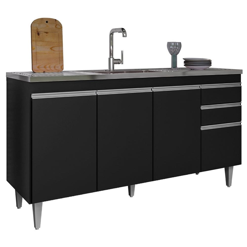 Balcão de Pia para Cozinha 150 cm 4 Portas Lyan