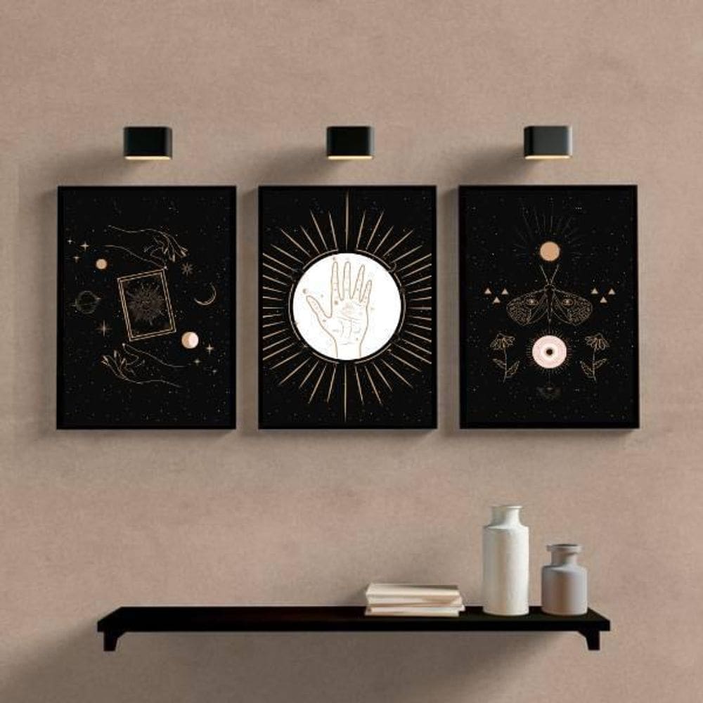 Kit 03 Quadros Decorativos Místicos 45x34Cm