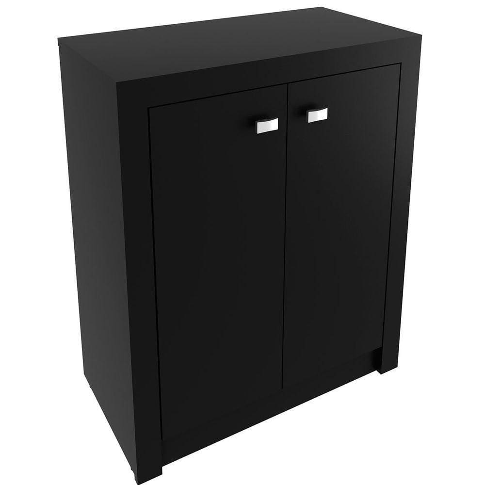 Armário Para Escritório Multiuso Baixo 2 Portas Preto