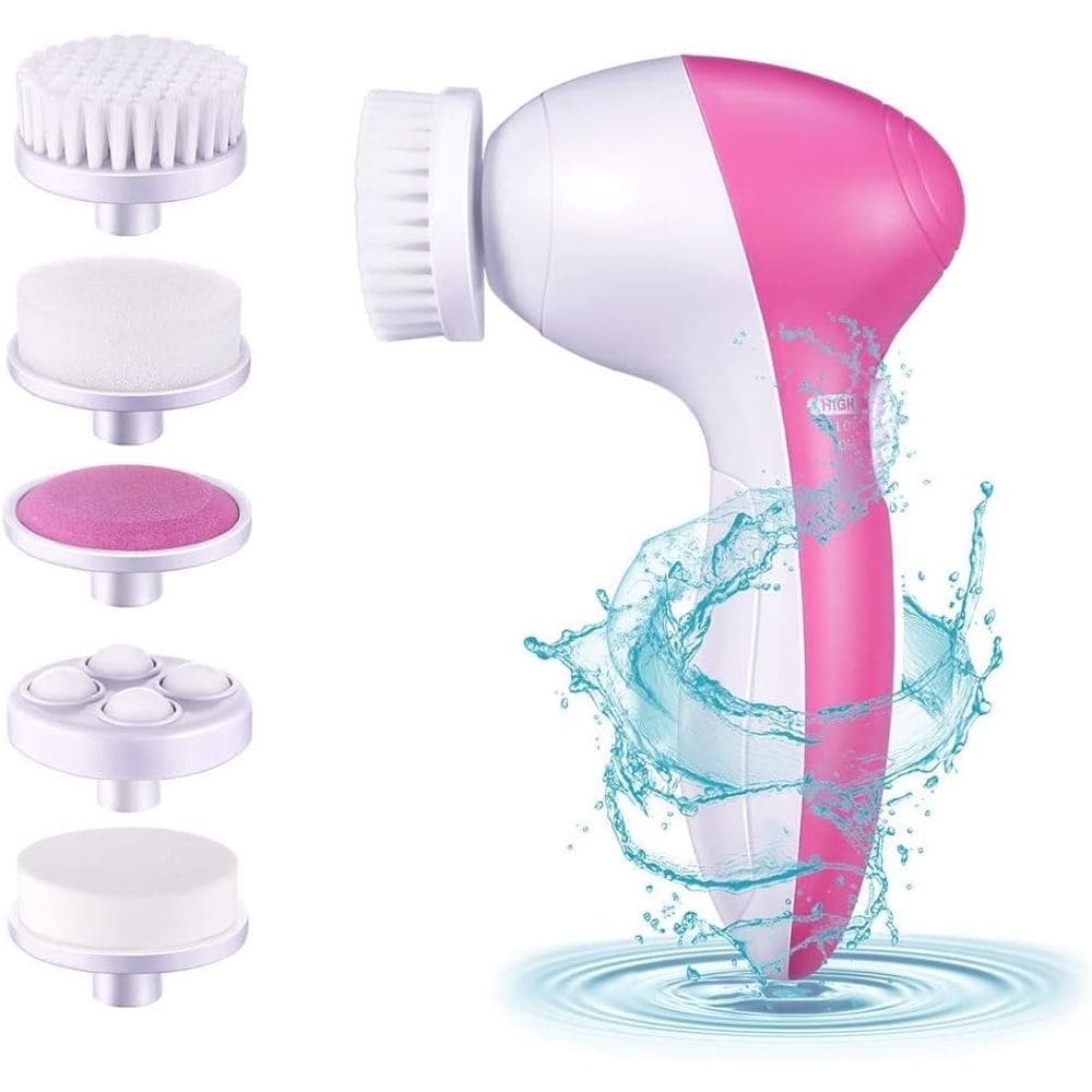 Escova de Limpeza Facial Giratória Carisma - 2 Velocidades, Kit Completo, Rosa