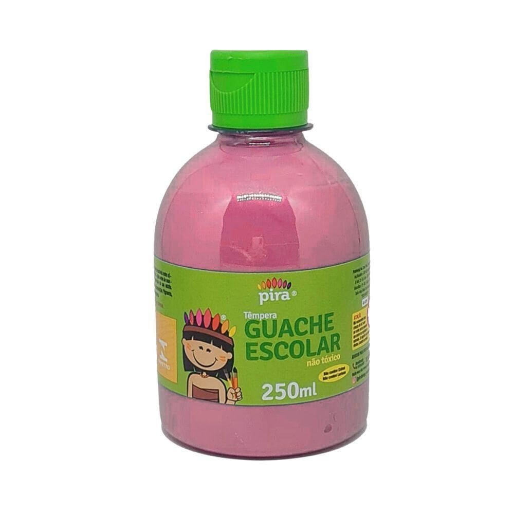 Tinta Guache Escolar Pet 250ml Com Aplicador Piratininga Rosa