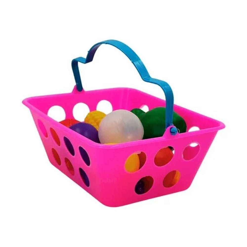 Cestinha Rosa Frutas E Legumes Mercadinho Brinquedo Infantil