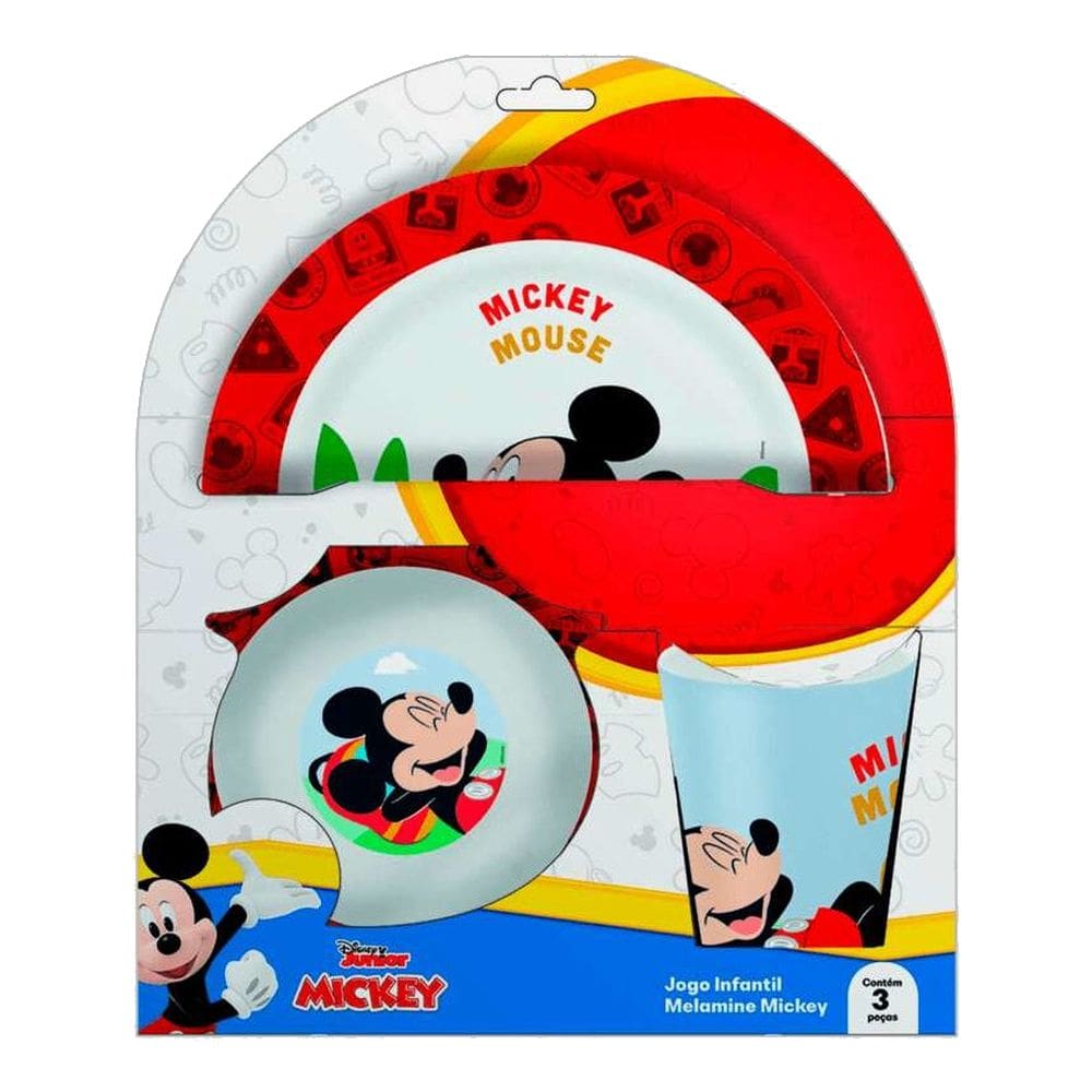 Jogo Infantil Melamine Mickey 3 peças - Tuut