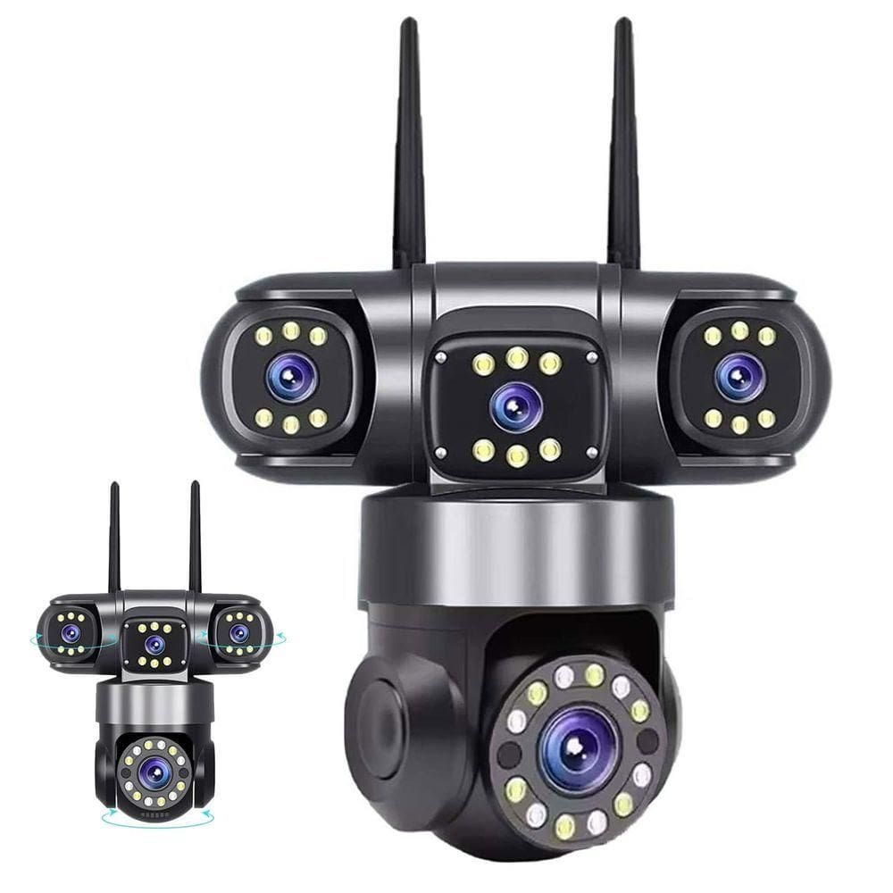 Camera De Segurança 4 Lentes Wifi Hd 360 Graus Ptz App Grava Voz Sensor Movimento Audio Microfone Vigilancia