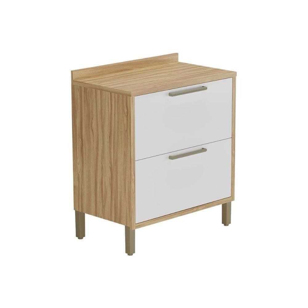 Gabinete De Cozinha Modulado Balcão Syrah 1 Porta E 1 Gaveta Com Tampo 80cm Amendoa-off White - Ronipa