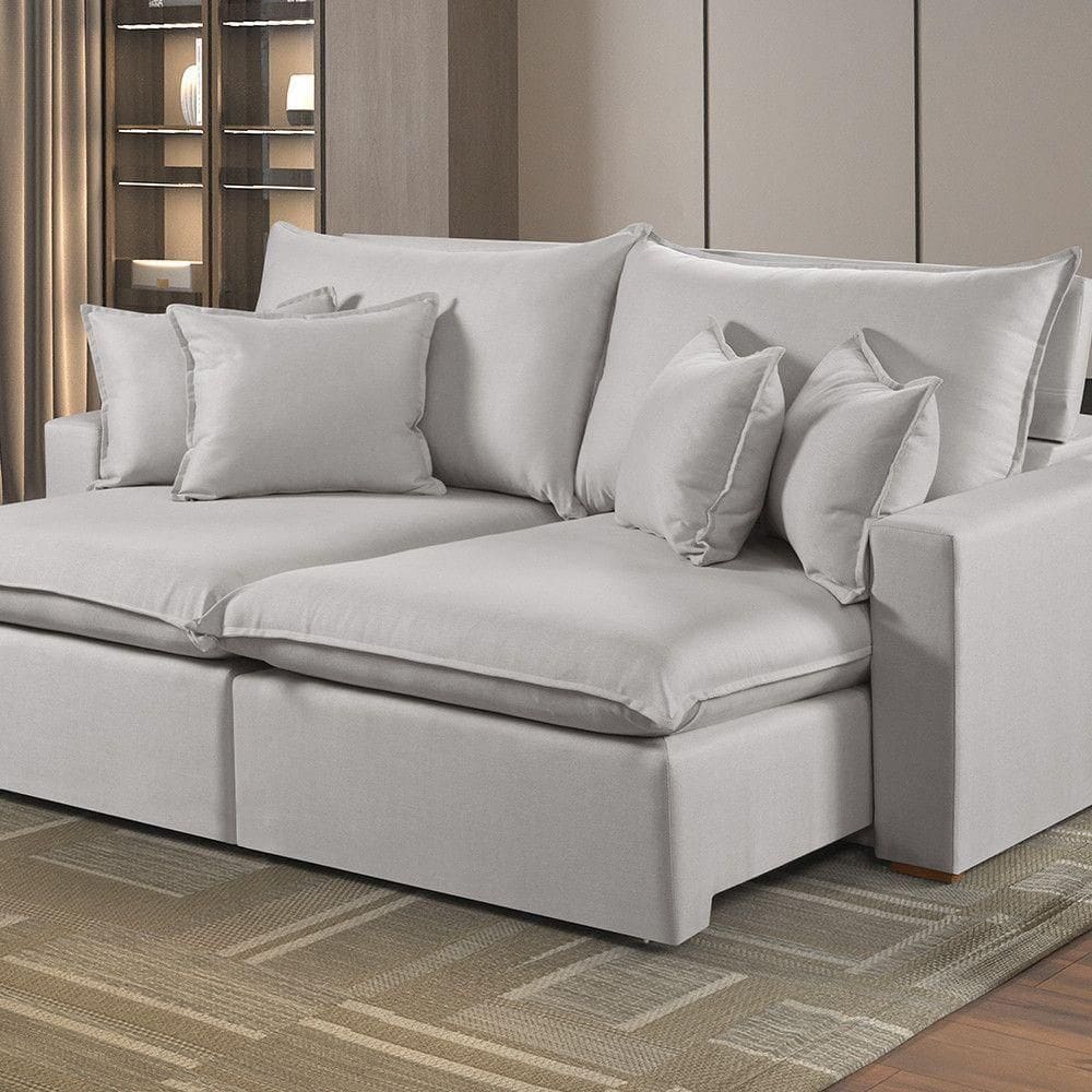 Sofá Retrátil E Reclinável 4 Lugares M-196 Estofados Martins Creme