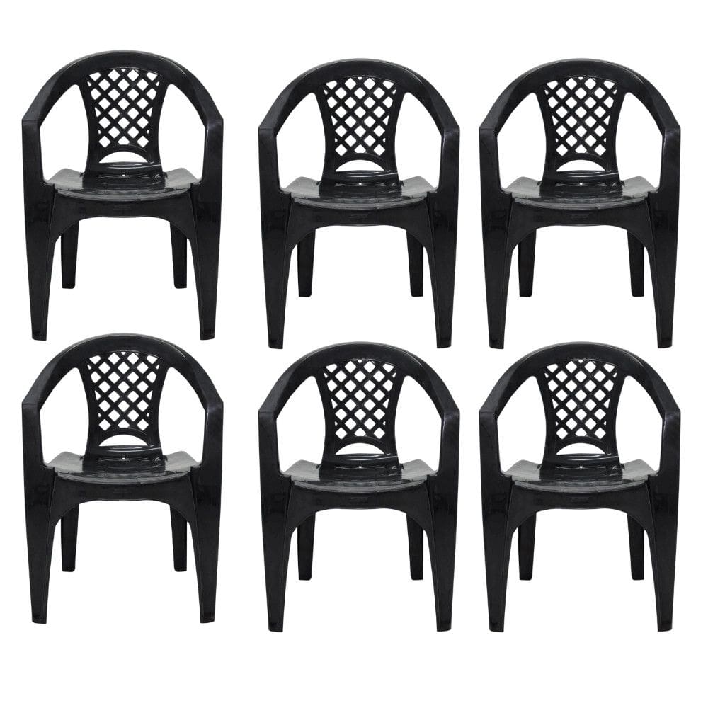 Kit 6 Cadeiras Tramontina Iguape Polipropileno com Bracos Empilhaveis