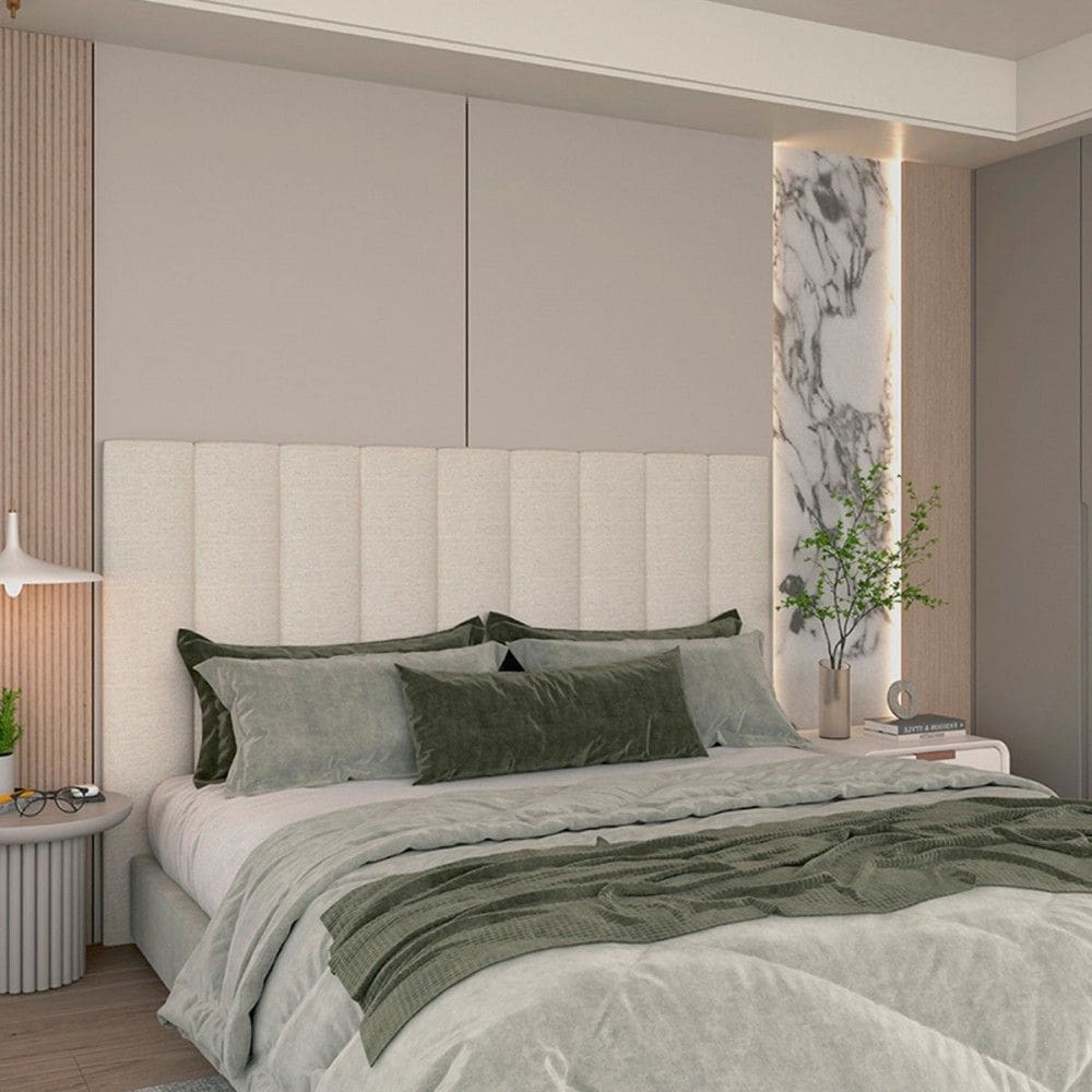 Cabeceira Box Casal Concept Linho Naturall Claro - Gelius