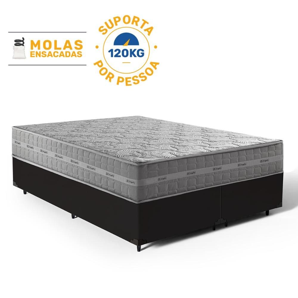 Cama Box com Colchão de Molas Ensacadas Ultra Spring Anjos Queen 158cm