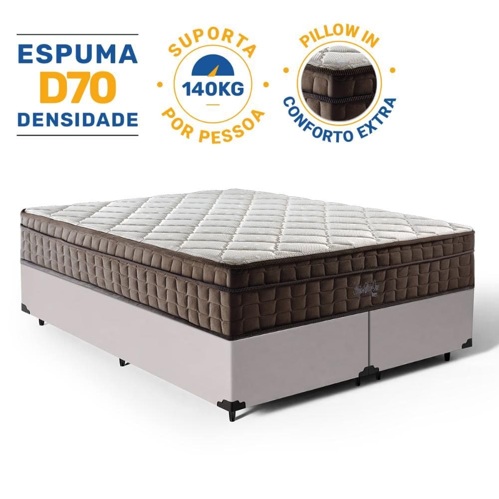 Cama Box com Colchão de Espuma D70 Pillow In Ultra Dream Anjos Queen 158cm