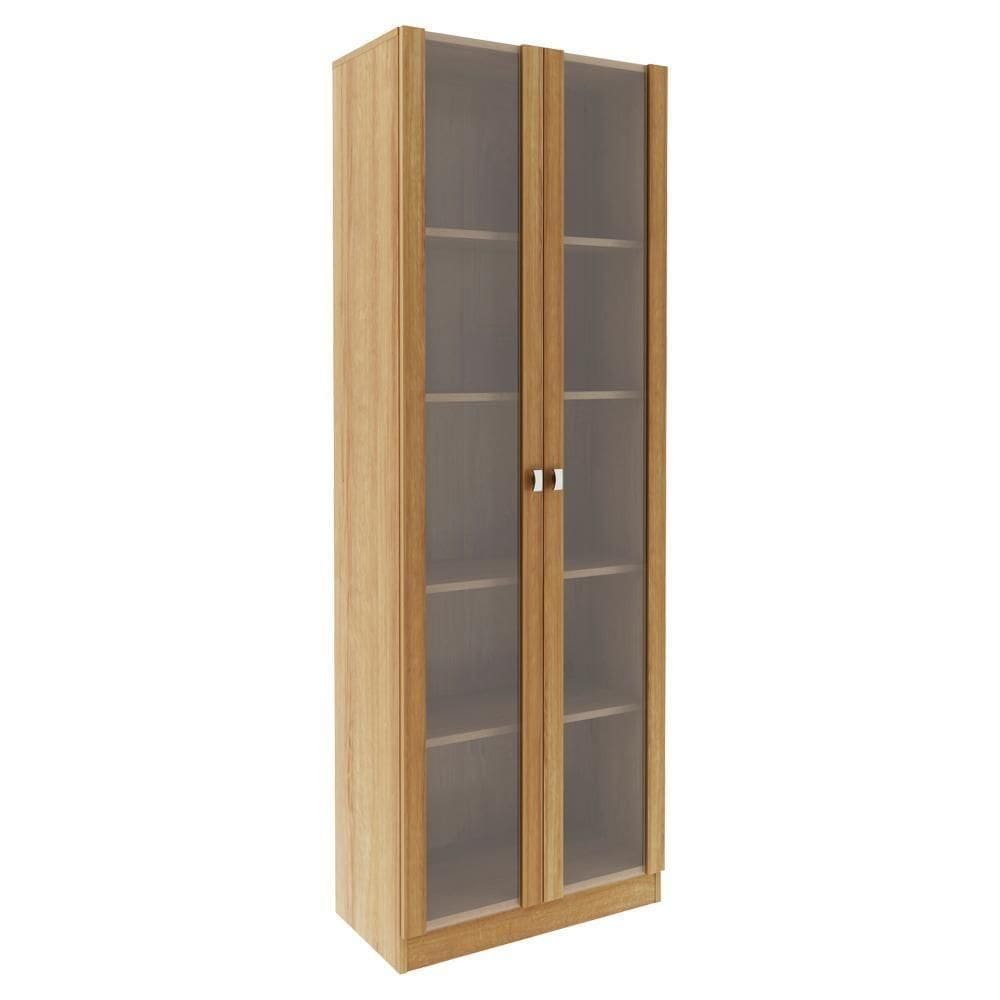 Armario Multiuso 2 Portas Vidro 171x60 Cm Am3112 Amendoa Tecno Mobili