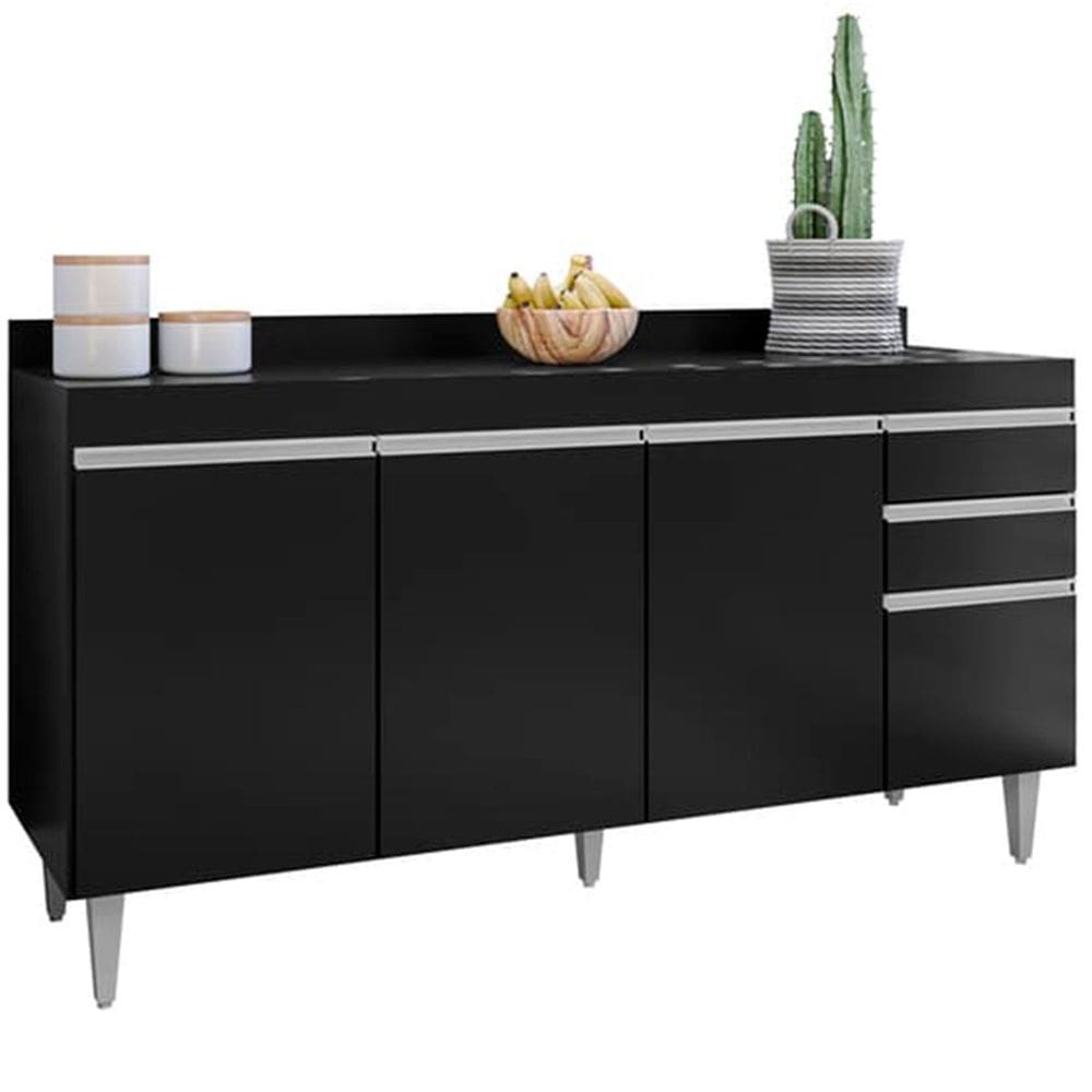 Balcão para Cozinha 160 cm com Tampo 4 Portas Lena