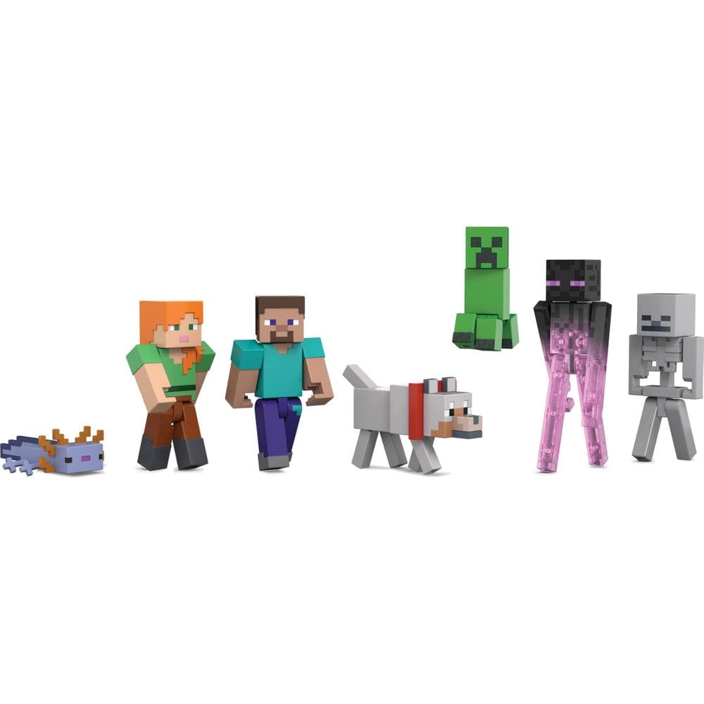 Conjunto de bonecos de ação Minecraft World Builder Pack 7 personagens