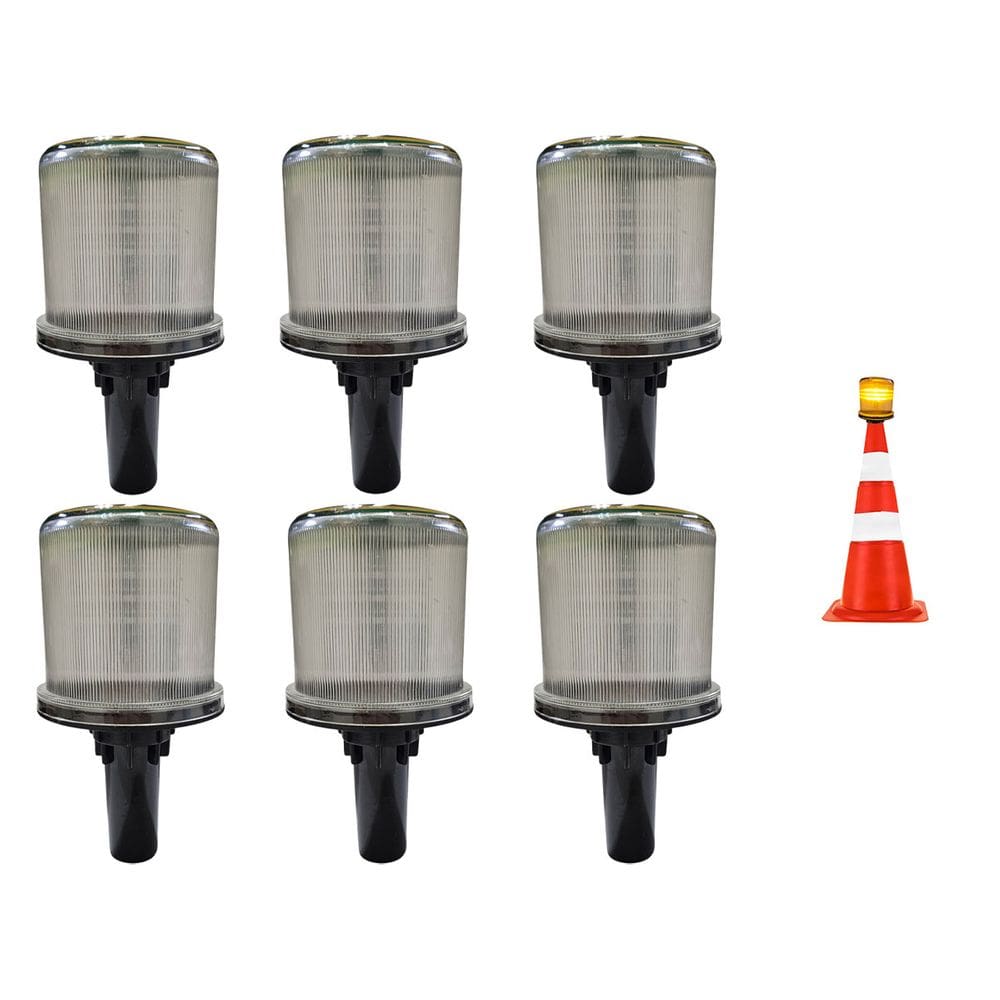 Sinalizador Viario Solar Kit 6 Uni Alerta Emergencia Transito Cone Rodovia Obra