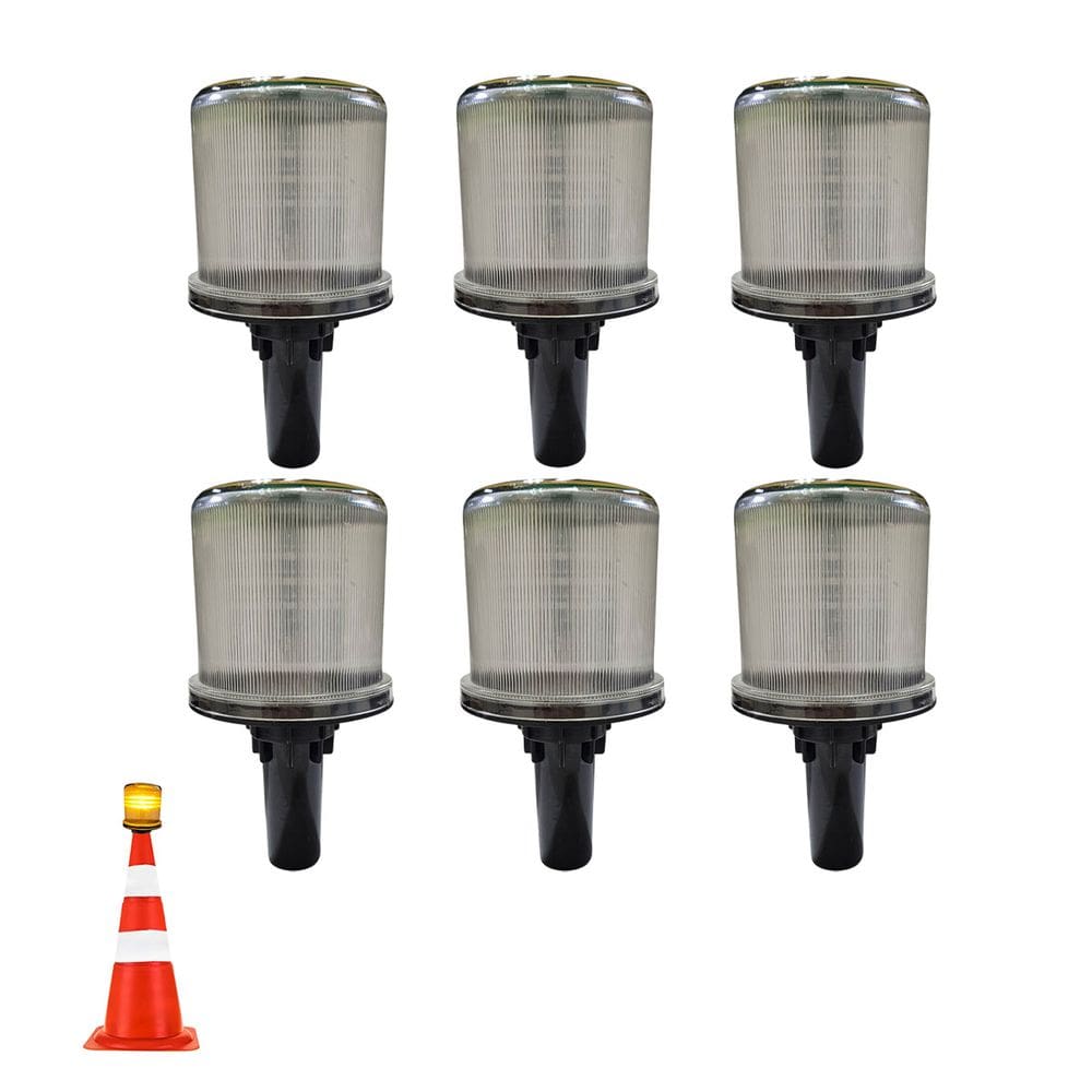 Sinalizador Viario Solar Kit 6 Uni Estrada Alerta Transito Cone Rodovia Obra Emergencia