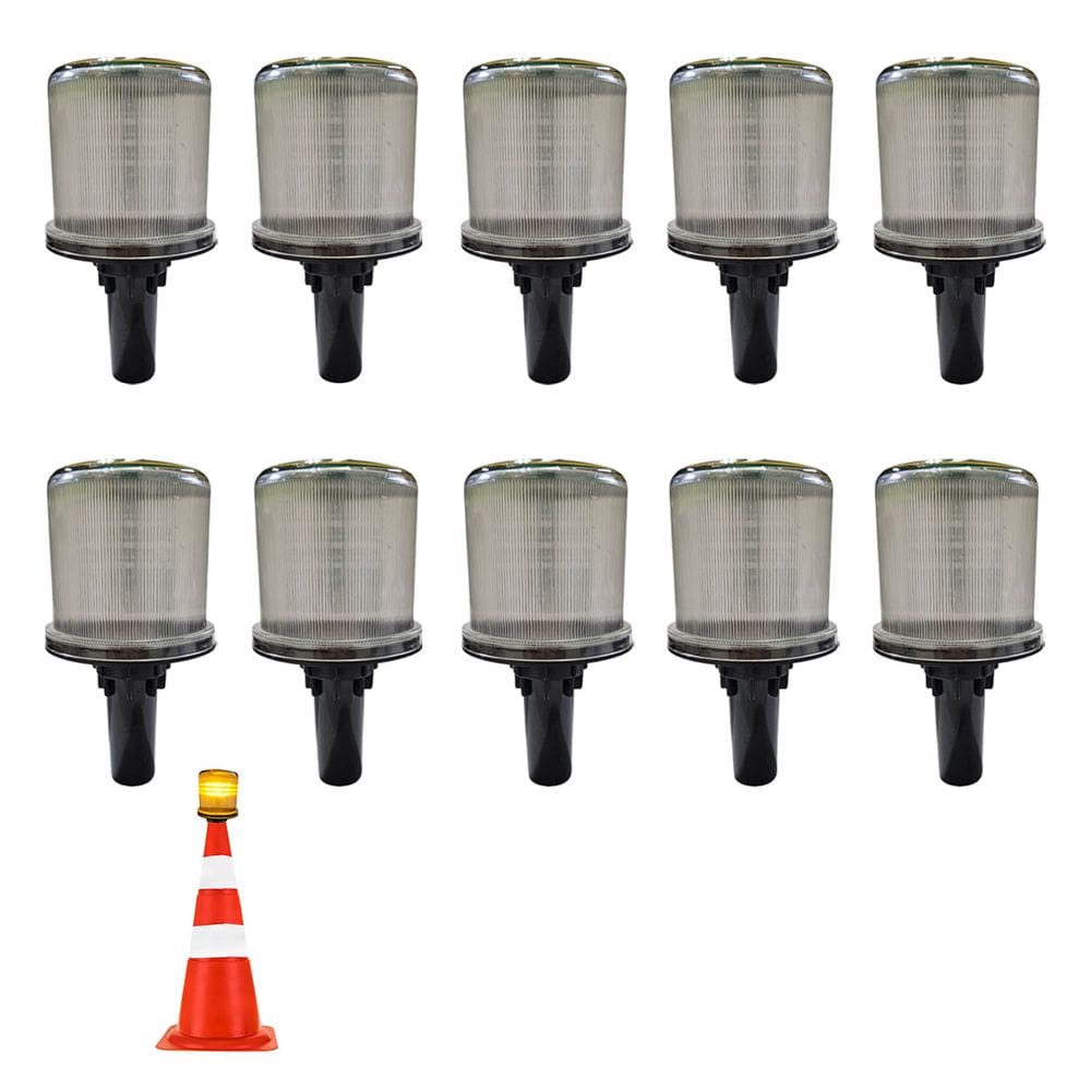 Sinalizador Solar Viario Kit 10 Uni Alerta Acidente Transito Cone Rodovia Obra Emergencia